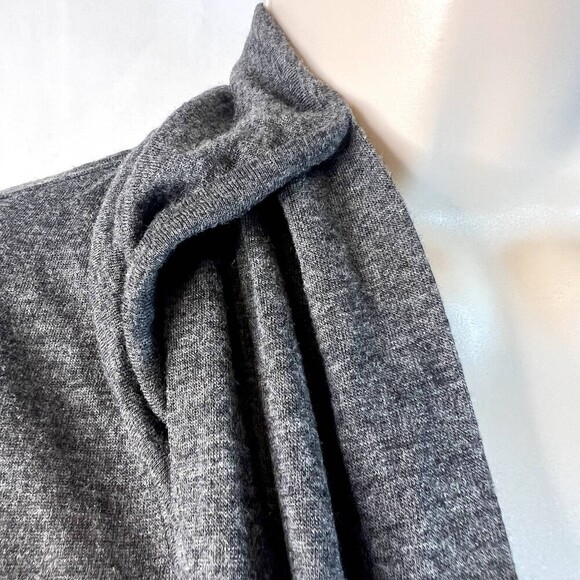 M Ann Taylor Wrap Around Neck Tie Long Sleeve Blouse Gray Size Medium Neutral - Picture 7 of 10
